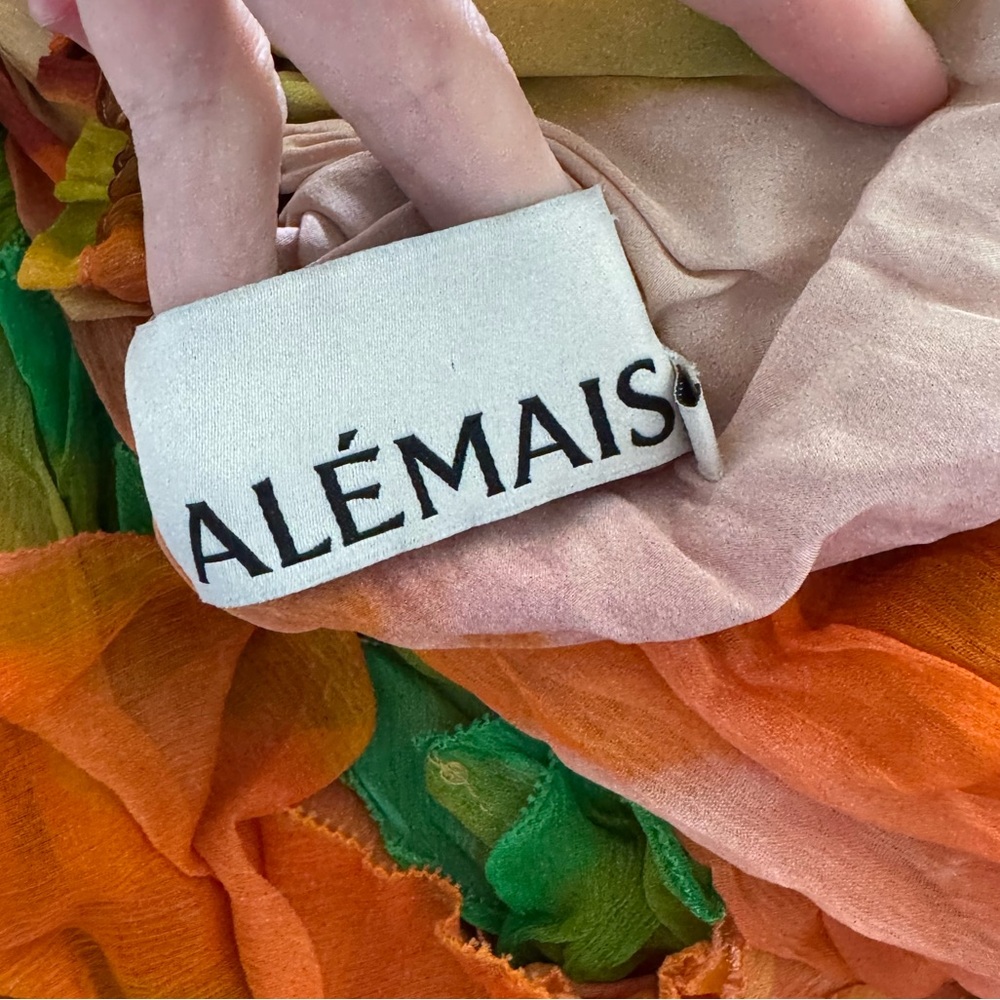 Alemais- Multicolored Ombré Iris Silk Ruffle Maxi Dress - Picture 4 of 10